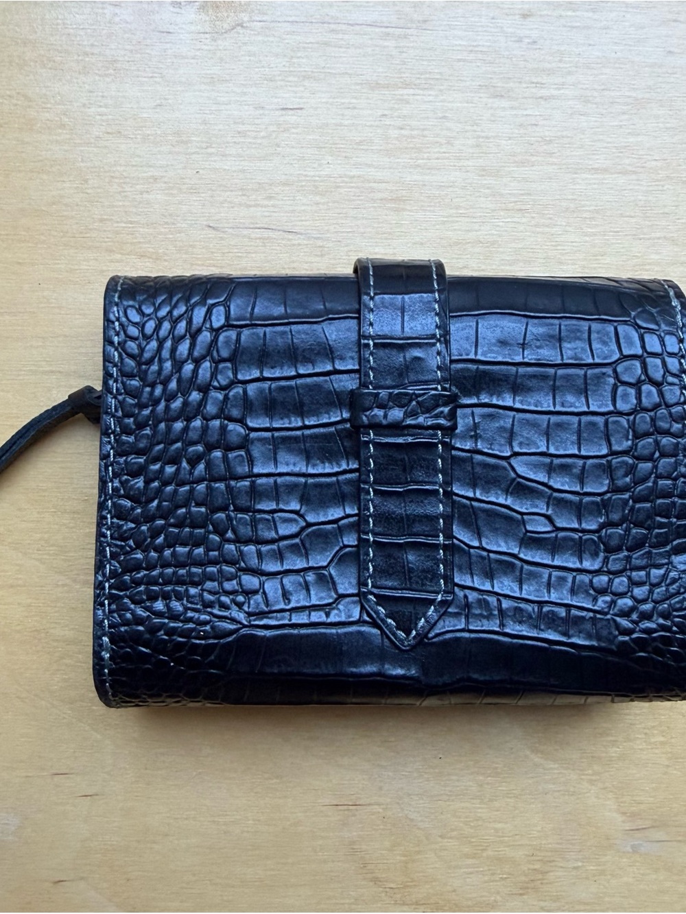 Balmain Paris NWOT Women's Croc Embossed Leather Wallet RARE